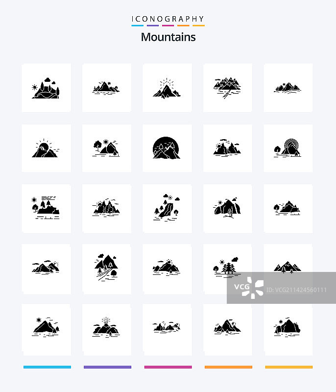 创意山脉25字形纯黑色图标包图片素材