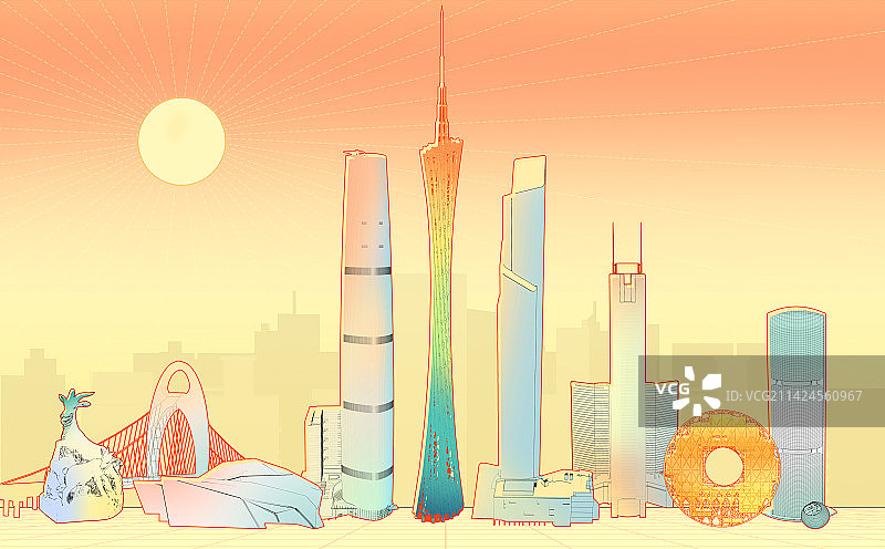 广州城市羊城地标建筑珠江新城金融中心图片素材