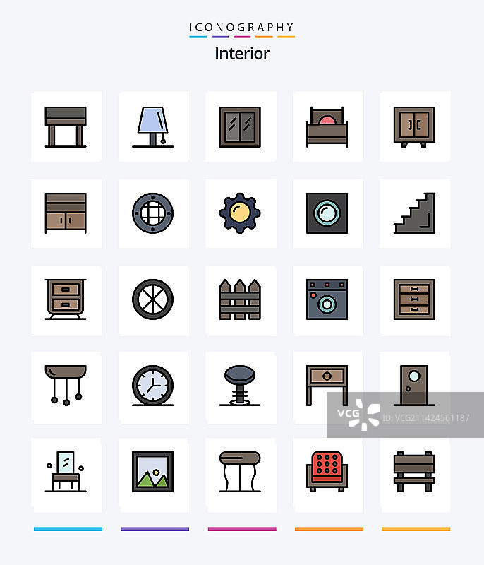 创意室内25线条填充图标包图片素材
