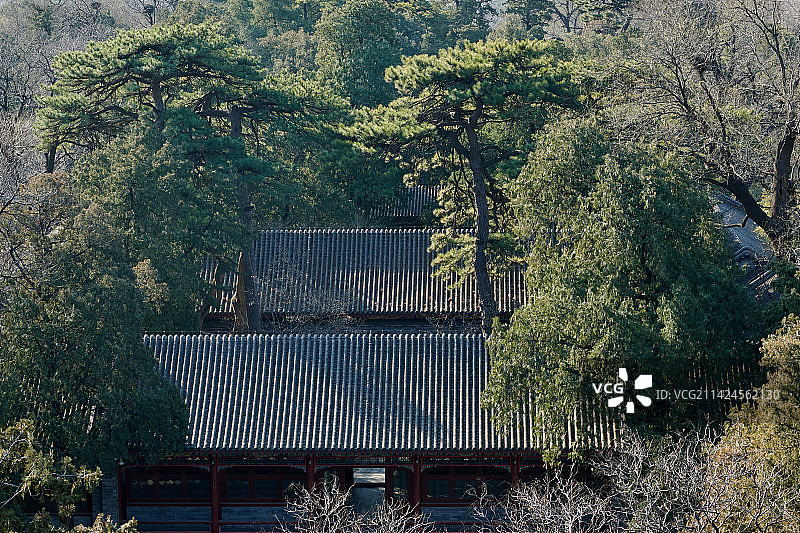 北京国家植物园卧佛寺建筑图片素材