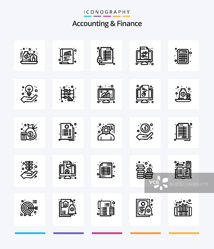 创意会计与金融25个轮廓图标图片素材