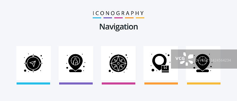 包含位置信息的导航标志Glyph 5图标包图片素材