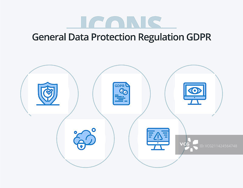GDPR蓝色图标包安全文件设计图片素材