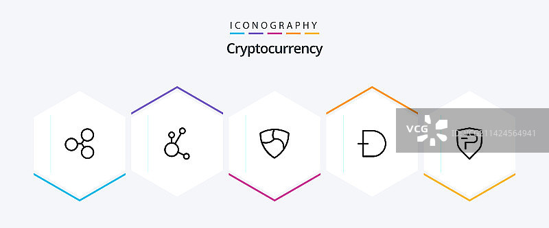包含加密货币的25个线性图标包图片素材