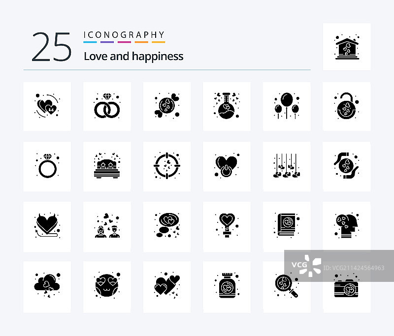 包含派对的25个实体字形图标包图片素材