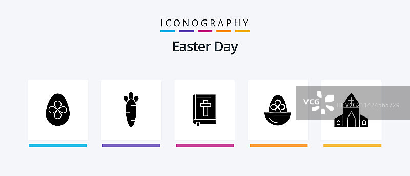 复活节标志5图标包，包括教堂彩蛋图片素材