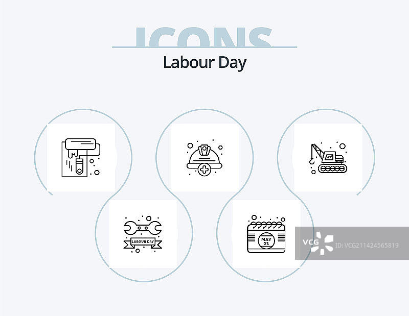 劳动节线性图标包5，锤子设计图片素材