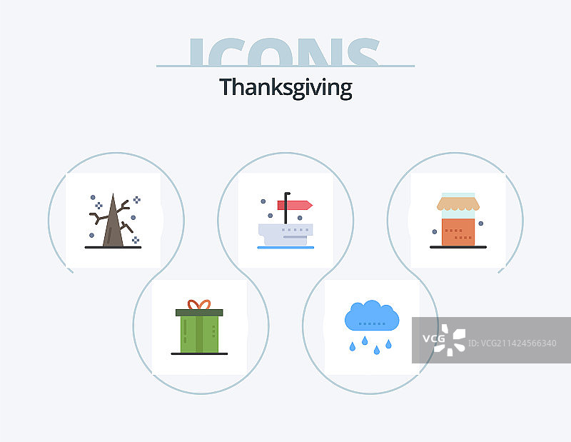 感恩节扁平图标设计（含食物）图片素材