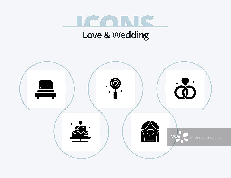 爱与婚礼字形图标包5个图标设计图片素材