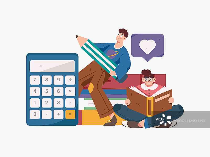 安静阅读的人物扁平矢量概念运营手绘插画图片素材