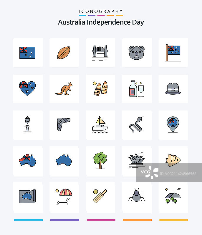 创意澳大利亚独立日线条25例图片素材