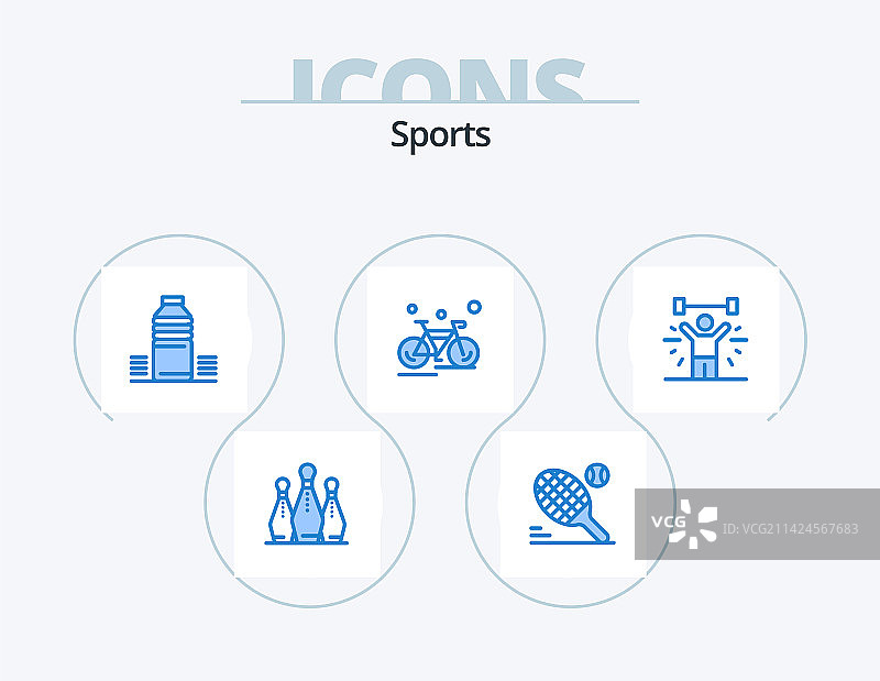 蓝色运动系列图标包，包含自行车运动图片素材