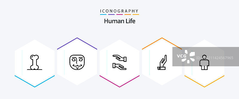 包含关爱人类的25个人物线条图标包图片素材
