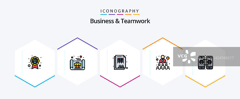 商务与团队合作25个线性图标包图片素材