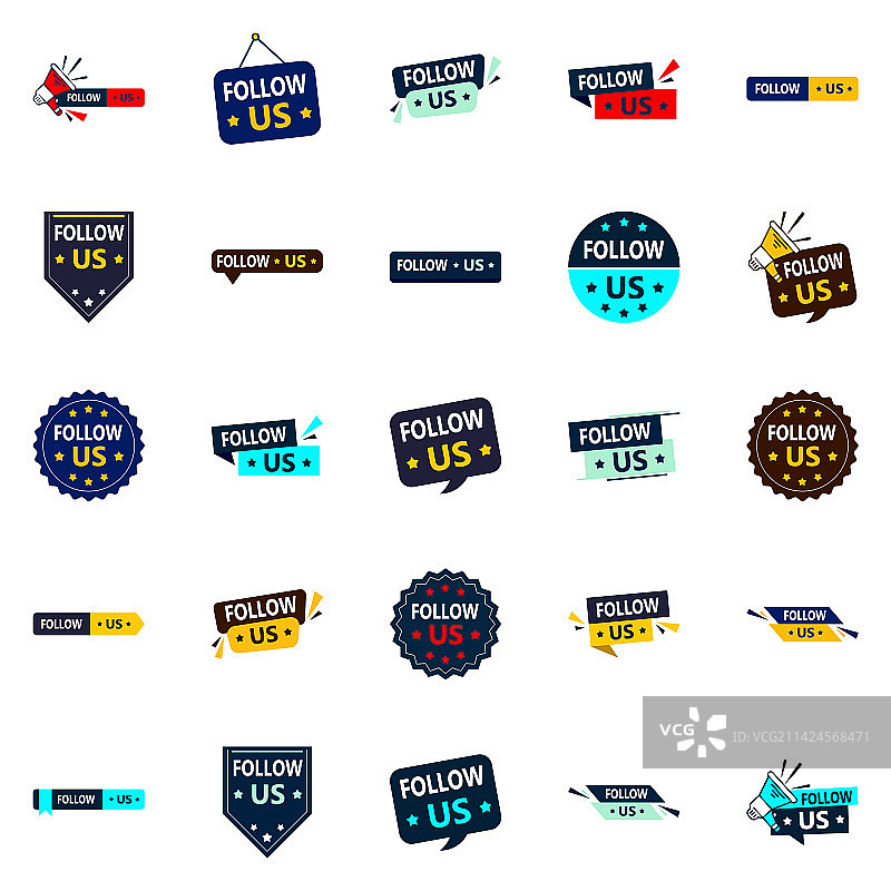 20个引人注目的关注我们图形元素图片素材