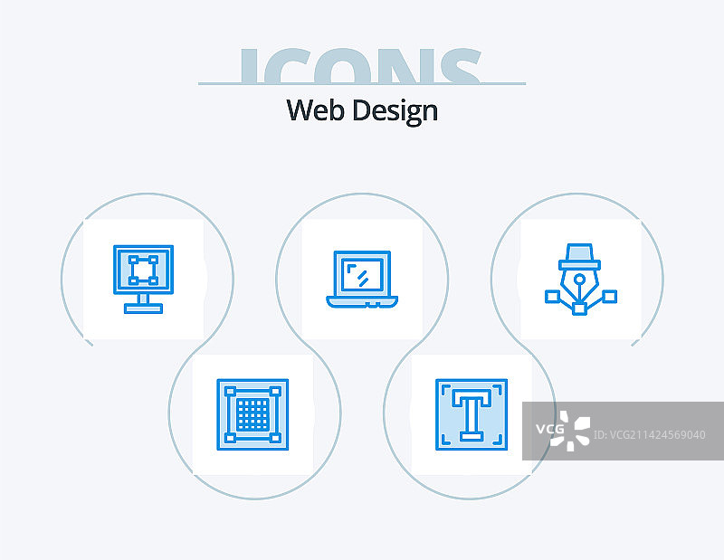 网页设计蓝色图标包及笔记本电脑图片素材