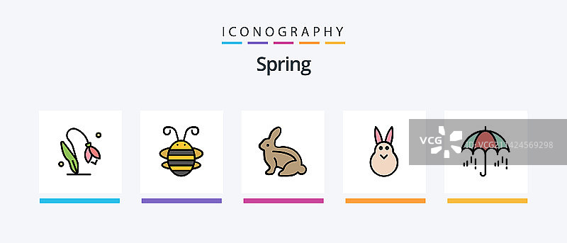 春季线性填充5图标包：含复活节元素图片素材