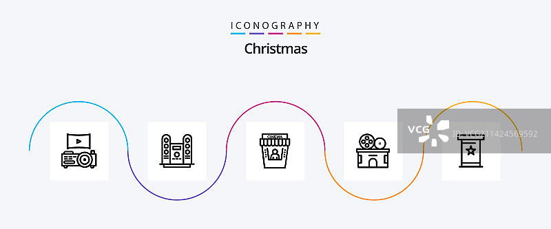 圣诞节线性5图标包（含讲台）图片素材