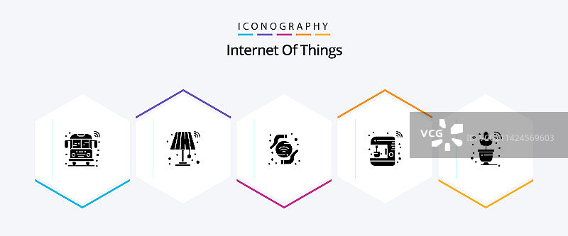 物联网25个线性图标包图片素材