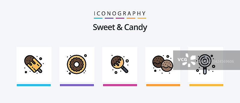 甜美糖果线性填充5图标包图片素材