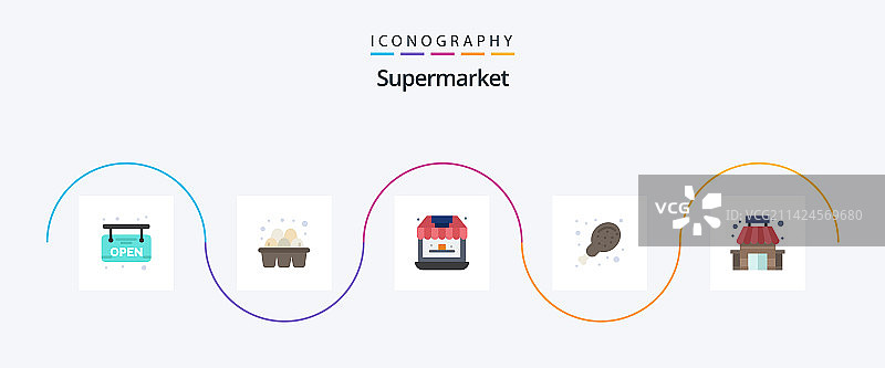 超市扁平风格5图标包图片素材