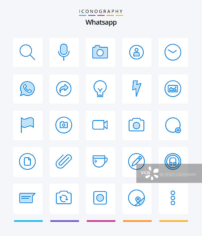 创意WhatsApp蓝色图标包，如手表图片素材