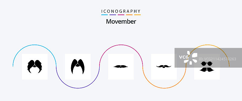 包括眼镜在内的11月象形文字图标包图片素材
