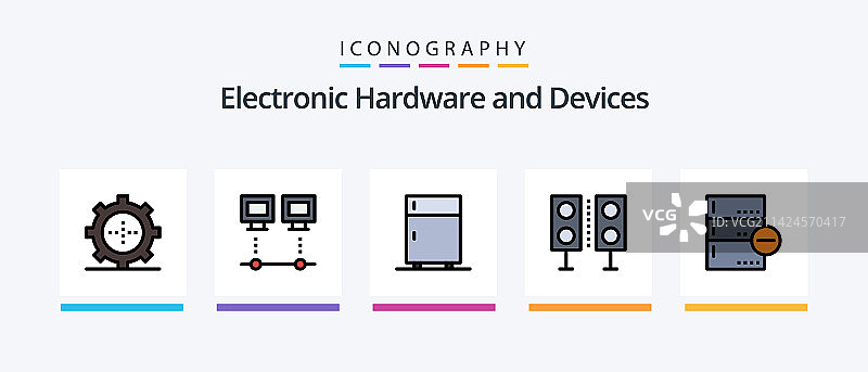 设备线性填充5图标包，包括声音图片素材