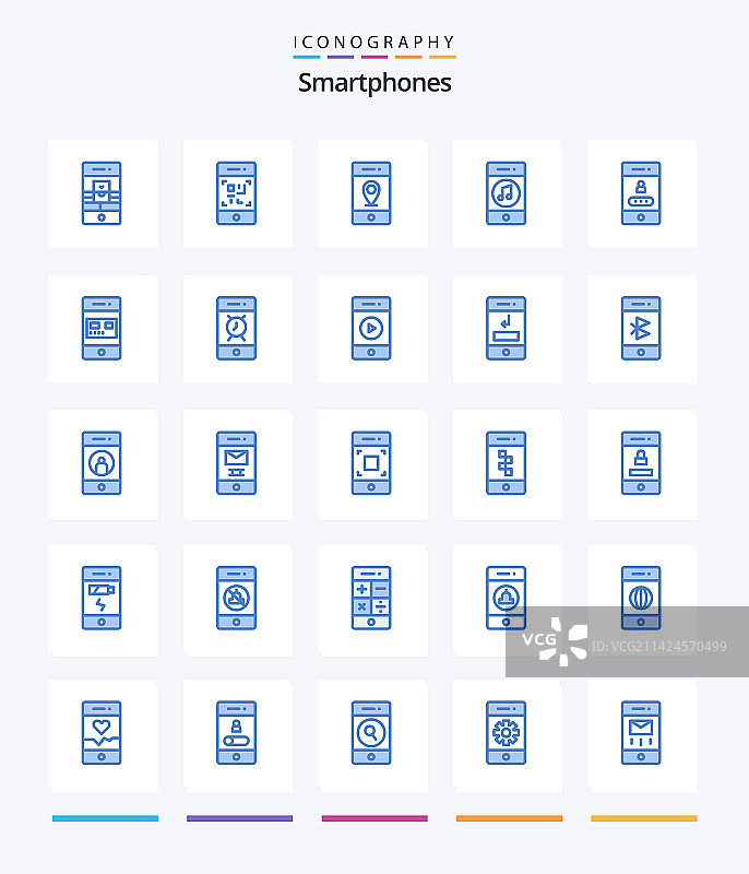 创意智能手机蓝色图标包，例如图片素材