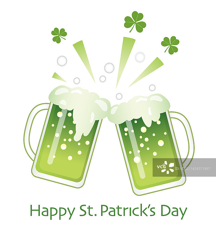 圣帕特里克节啤酒祝酒符号图片素材