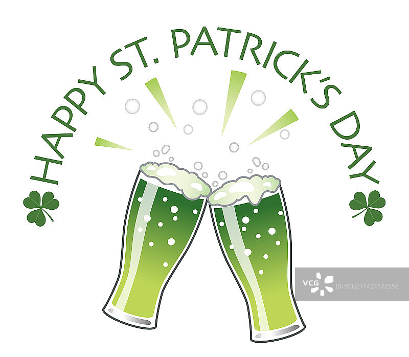 圣帕特里克节啤酒干杯符号图片素材