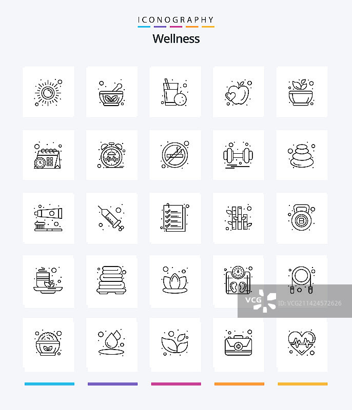创意健康25个轮廓图标包图片素材