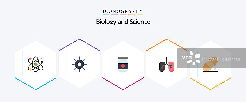 生物学扁平图标包（含石膏元素）图片素材