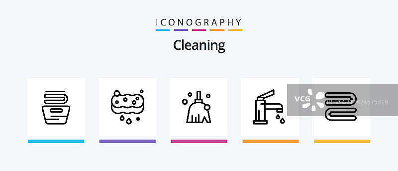 包含家政服务的清洁线条图标包图片素材