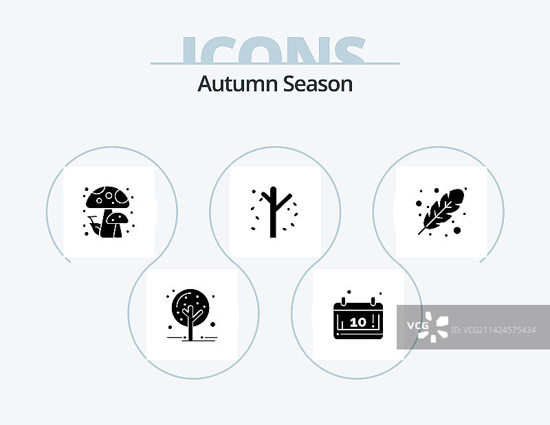 秋季字形图标包（树叶、树木）图片素材