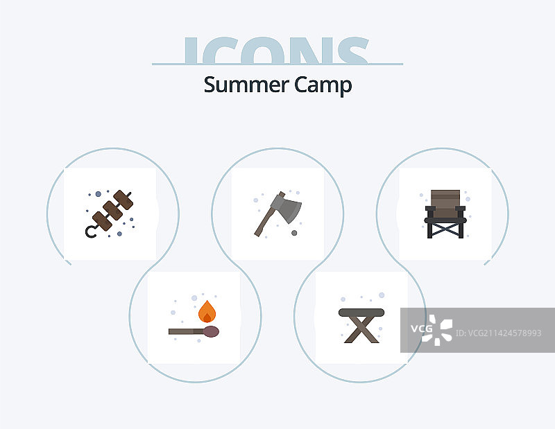 夏令营扁平图标包露营设计图片素材