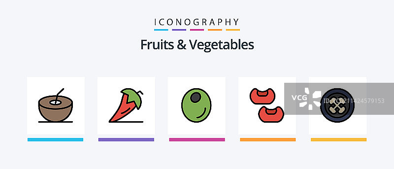 水果蔬菜线性填充图标包图片素材