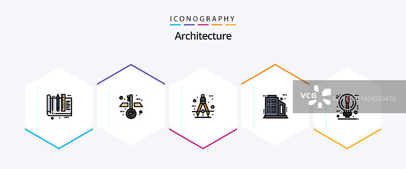 建筑25个填充线条图标包图片素材