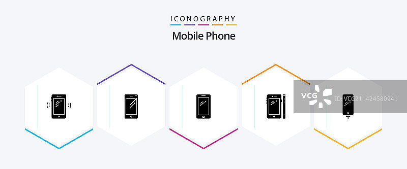 包含手机的25个移动电话图标图片素材