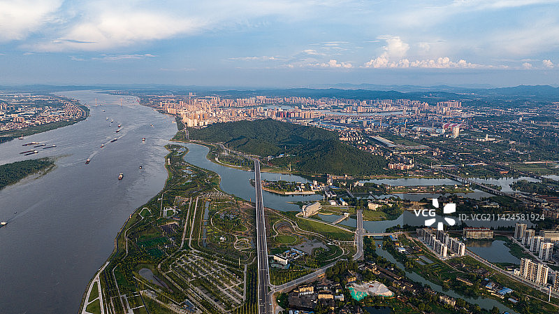 航拍鄂州全景长江西山樊口水利图片素材
