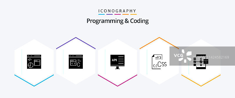 编程和编码字形图标包25个图片素材