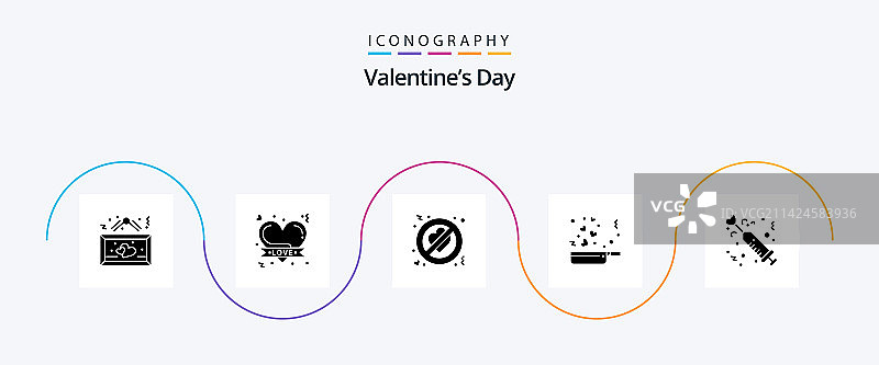 情人节图标字形5合1（含药品）图片素材