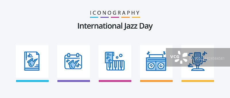 国际爵士乐日蓝色5图标包图片素材