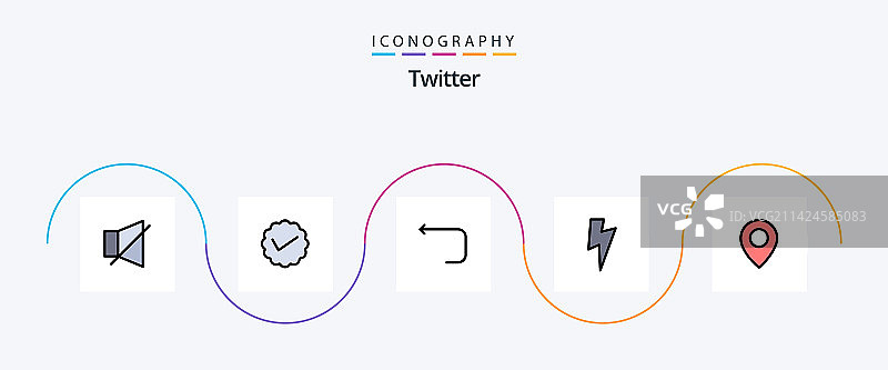 推特线填平5个图标包包括图片素材