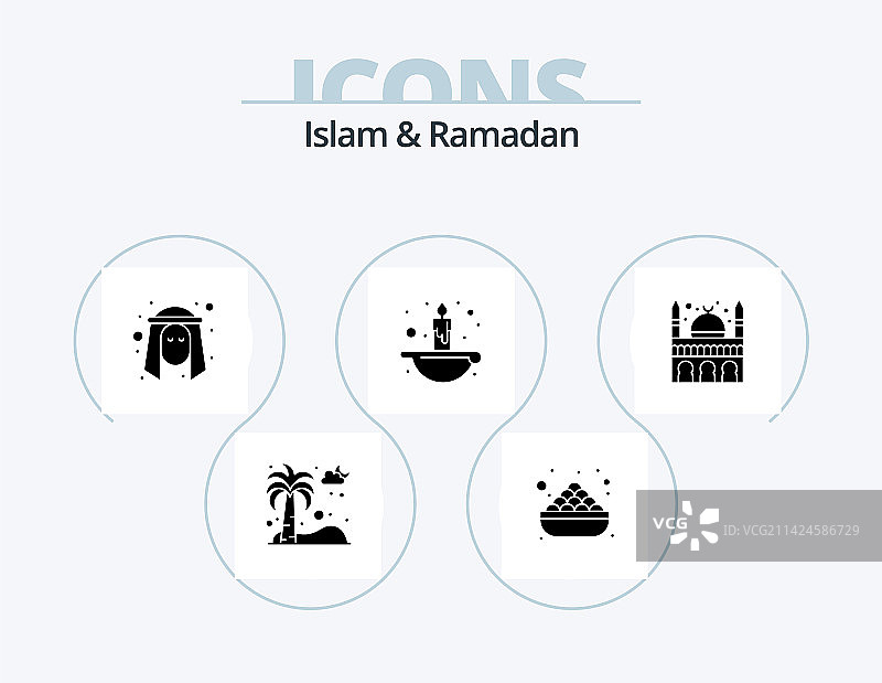 伊斯兰教和斋月字形图标包5图标设计图片素材