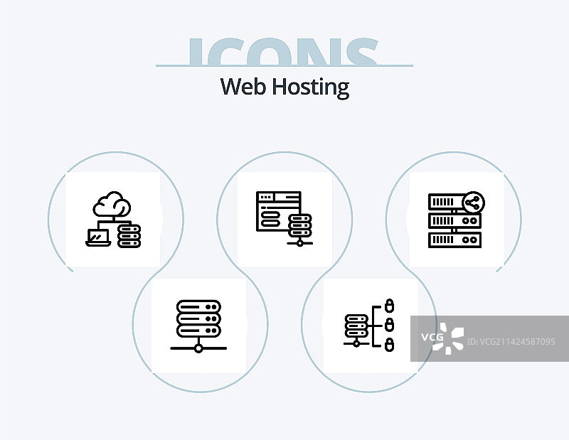 Web托管线性图标包，服务器设计图片素材