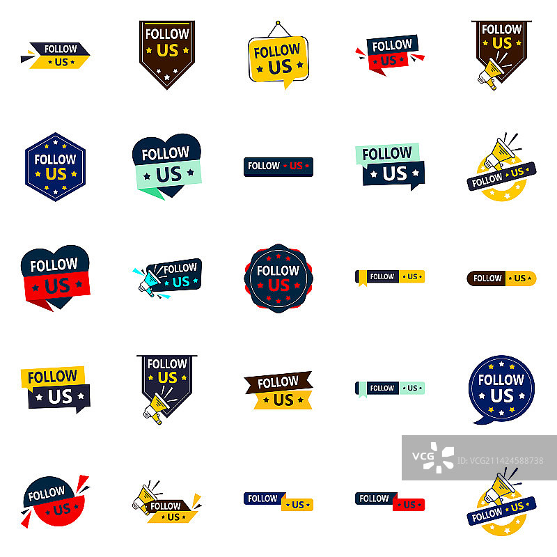 25个简约的关注我们图形元素图片素材