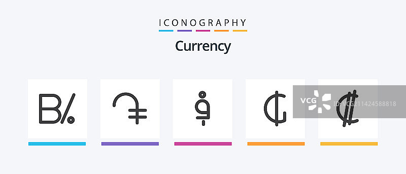包含科斯塔的货币扁平5图标包图片素材