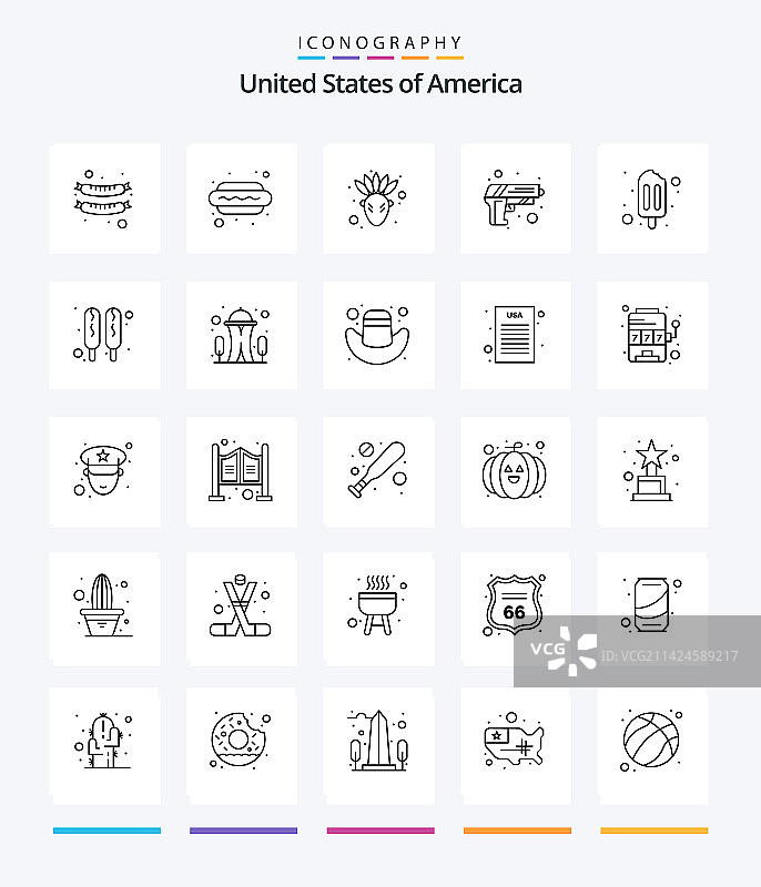 美国创意元素轮廓图标包图片素材
