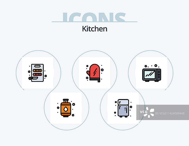 厨房线条填充图标包图片素材